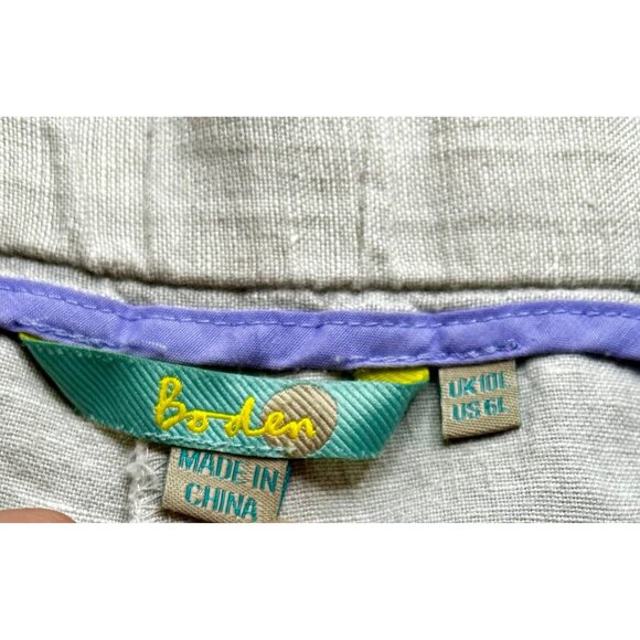 Boden Linen Modern Casual Pants Natural Gray Adj Hem Pockets Relaxed Fit Sz 6L - Picture 5 of 12